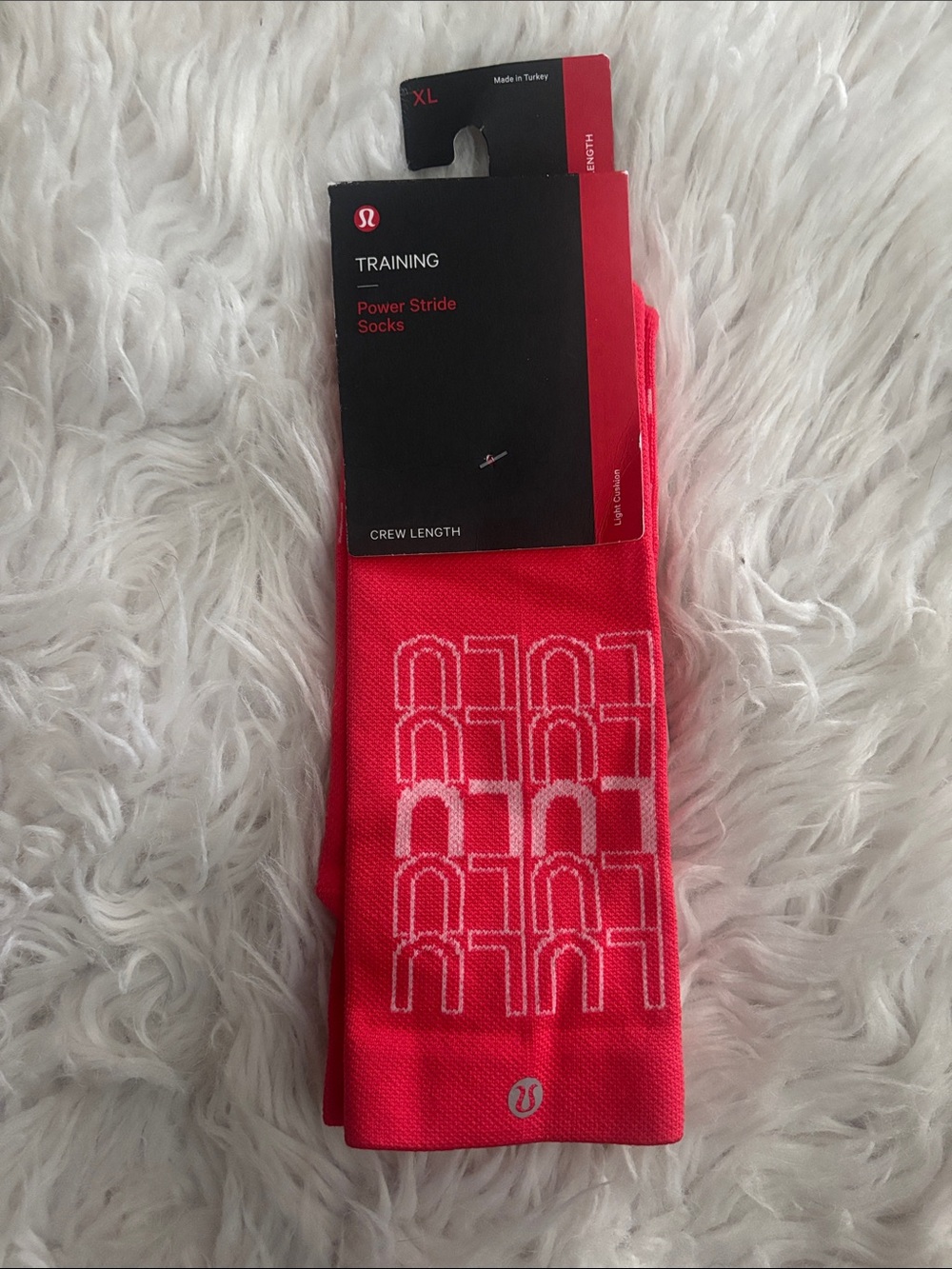 Men’s Power Stride Crew Sock, Red Glow/White, Size XL